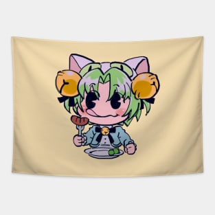 I draw that funny picture of dejiko eating sausage / di gi charat Tapestry