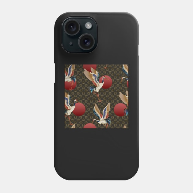 Crane bird pattern Phone Case by Hand-drawn