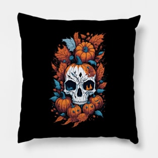 Autumn Pumpkin Skull - Halloween Pillow