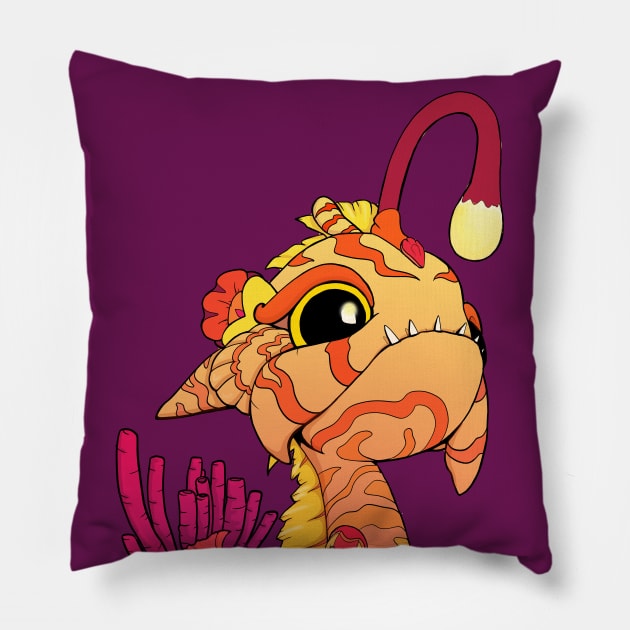 Toothy Orange Baby Sea Monster Pillow by Bitty Bitey Ones