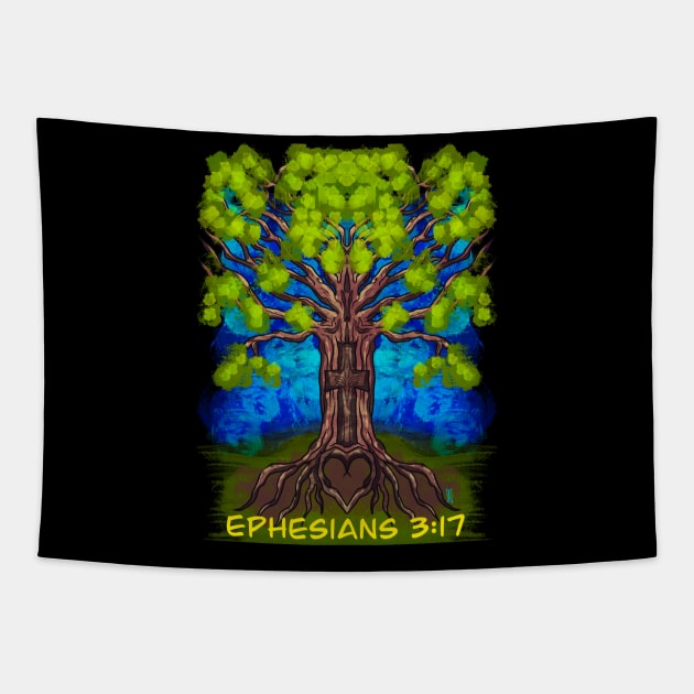 Ephesians 3:17 Tapestry by Chillateez 