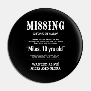 MISSING Miles, white Pin