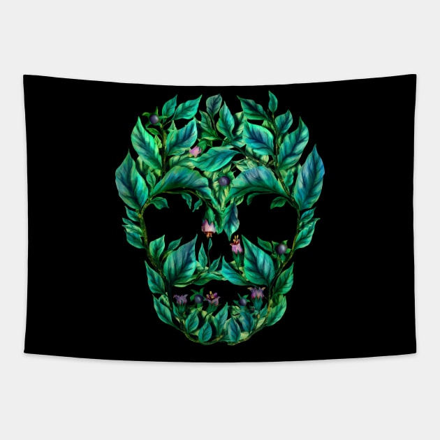 Deadly nightshade skull Tapestry by Sitenkova