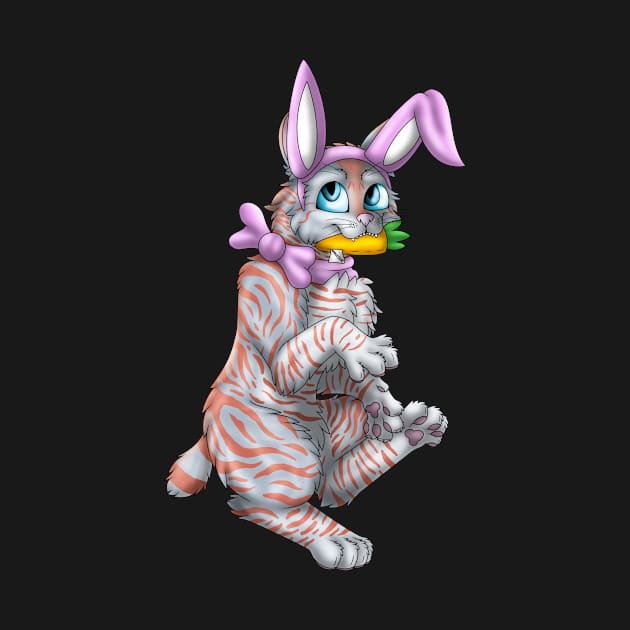 Bobtail BunnyCat: Red On Blue Tabby (Pink) by spyroid101