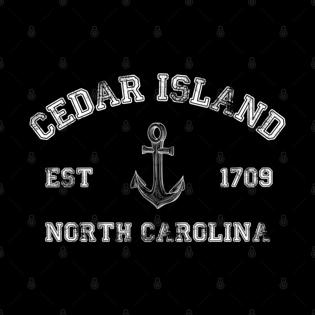 Cedar Island, North Carolina Vintage Nautical Anchor Retro by Contentarama