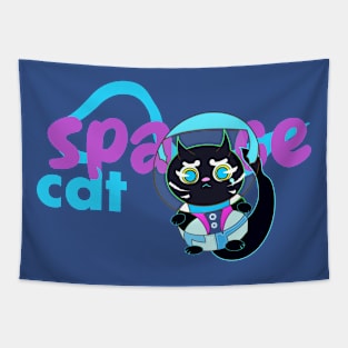 space cats the cool black kitten Tapestry