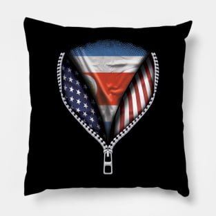 Costa Rican Flag  Costa Rica Flag American Flag Zip Down - Gift for Costa Rican From Costa Rica Pillow