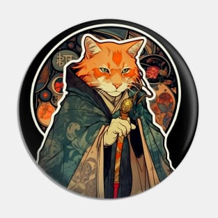 Art Noveau Cat Wizard Magician Pin