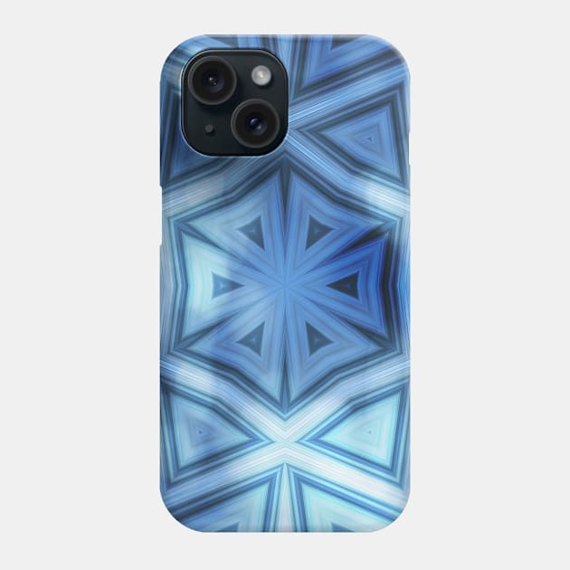 Blue striped kaleidoscope with bokeh Phone Case by hereswendy