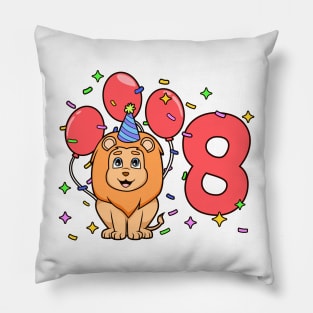 I am 8 with lion - kids birthday 8 years old Pillow