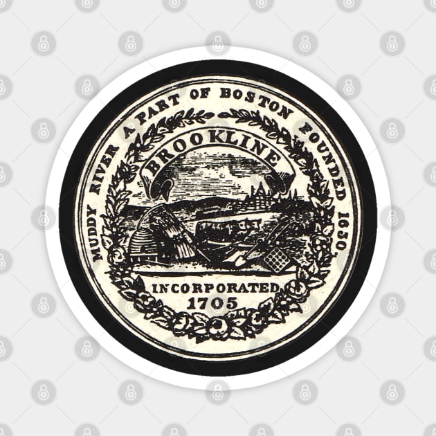 TOWN OF BROOKLINE MASSACHUSETTS 1936 SEAL Magnet by EphemeraKiosk