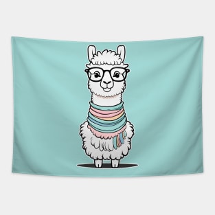 Fashion Llama with Scarf and Glasses Tapestry