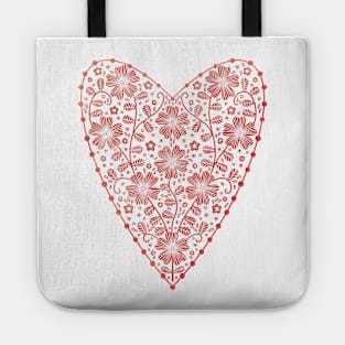 Scandinavian Floral Heart Tote