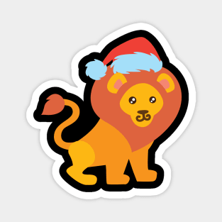 Lion with santa hat 01 Magnet