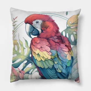 Parrot Bird Portrait Animal Painting Wildlife Outdoors Adventure Pillow