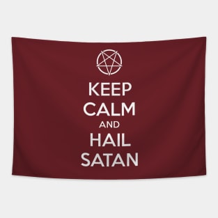 Keep calm and hail Satan No.1 (white) Tapestry