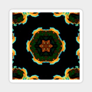 Psychedelic Hippie Orange Black and Teal Magnet