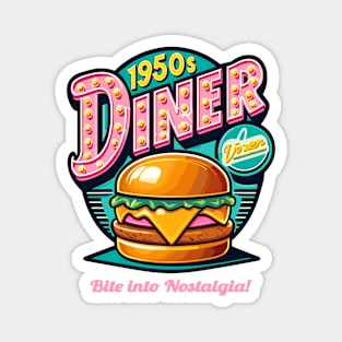 Retro 1950s Diner Cheeseburger Delight - Grilled Cheese Magnet