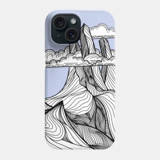 Mountain landscape and sky view line illustration Phone Case