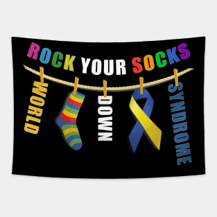 World Down Syndrome Rock Your Socks Awareness Men Women Kids Tapestry