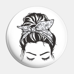 Messy Bun Girl With White Paisley Bow Pin