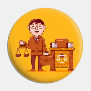 Cute Lawyer Cartoon Pin