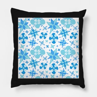 Blue Abstract Floral Pattern Pillow