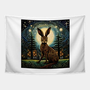 Hare, Pagan Hare, Pagan Art, Moon, Animal, Tapestry