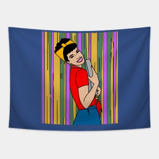 Retro Waiter Bartender With Drinks Tapestry