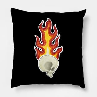 Human Skull on Fire Pillow