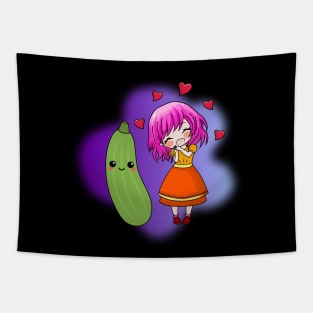 Just A Girl Who Loves Pickles Cute Kawaii Cucumber Tapestry