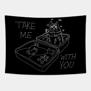 Suitcase Cat - Take Me With You Tapestry