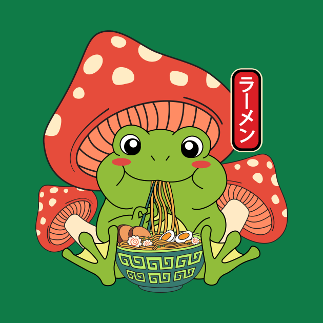 Frog Eating Ramen Noodles Mushroom by nhatartist