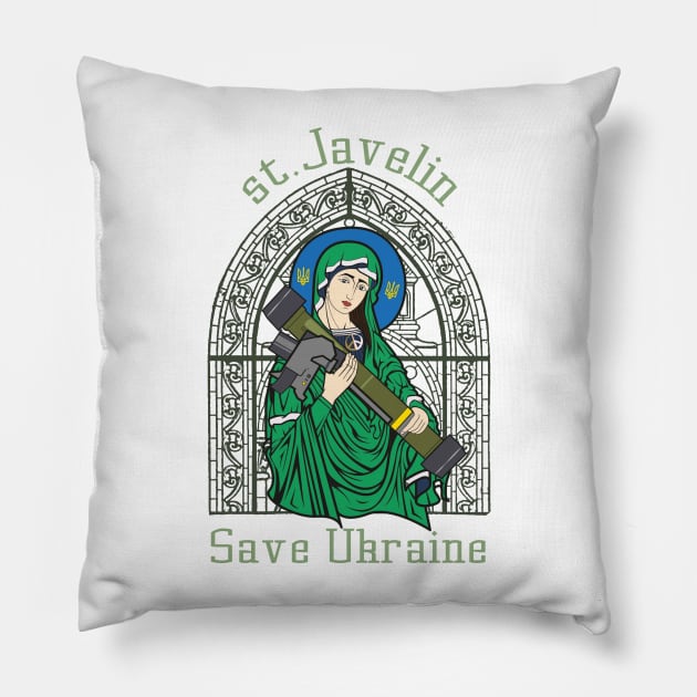 Saint Javelin protect Ukraine Pillow by Myartstor 