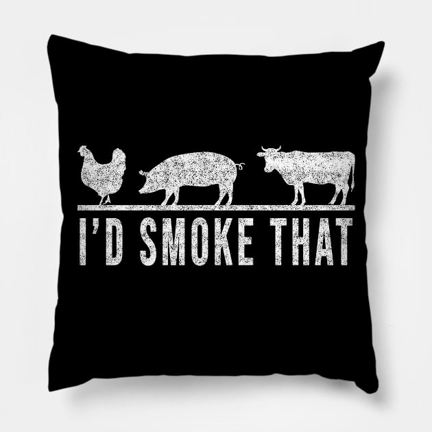 I'd SmokeThat, BBQ Grilling, Pig Shirt Funny Pork Pillow by StarTshirts