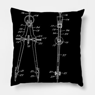 Compass Vintage Patent Hand Drawing Pillow