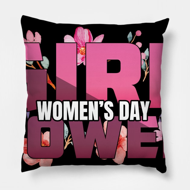 girl power womaens day Pillow by Riyadkhandaker