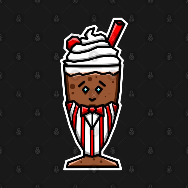 Cute Chocolate Milkshake in Soda Jerk (Clerk) Uniform Gift for Chocolate Lovers - Chocolate Milkshake by Bleeding Red Paint