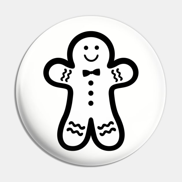 Gingerbread Man (black & white) Pin by XOOXOO