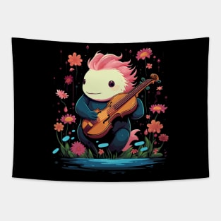 Axolotl Playing Violin Tapestry