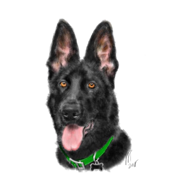 Smiling Black German Shepherd by LITDigitalArt