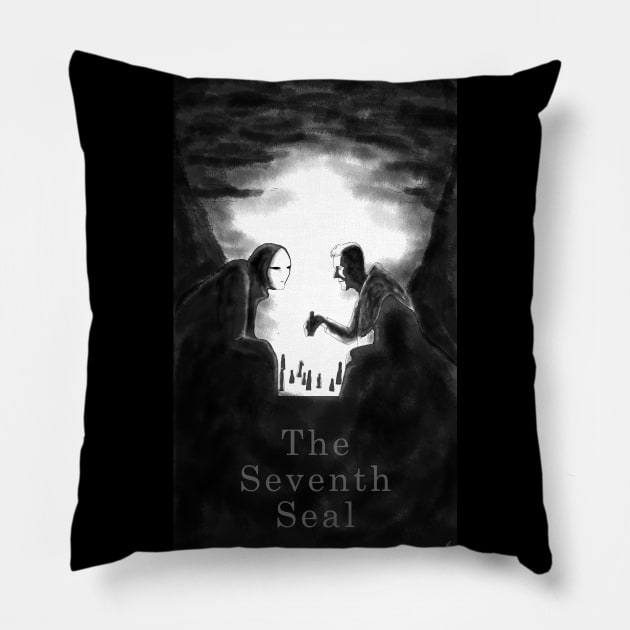 The Seventh Seal Pillow by lucamendieta