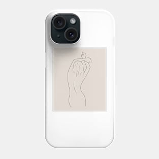 Minimalistic Neutral Line Art Woman From Behind Beige Phone Case