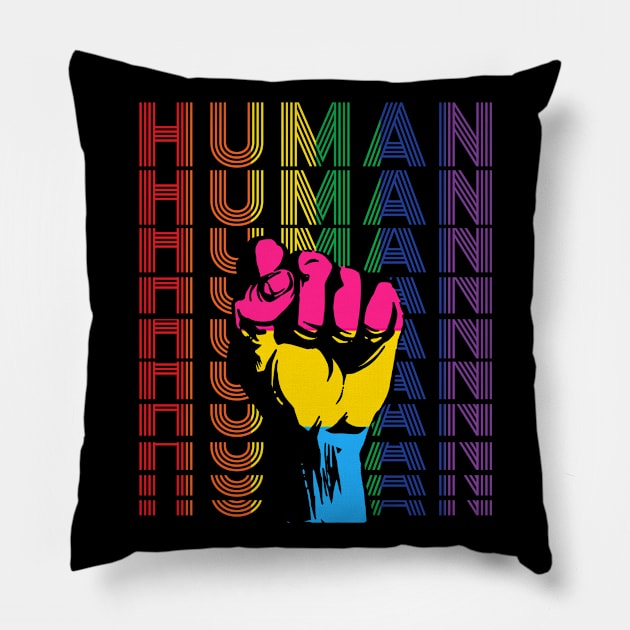 Pride LGBT Strong Hand Pansexual Gay Rainbow Gift Pillow by Lones Eiless