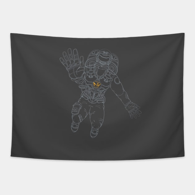 MHI Gray Outline Spaceman Tapestry by mylehighinternational