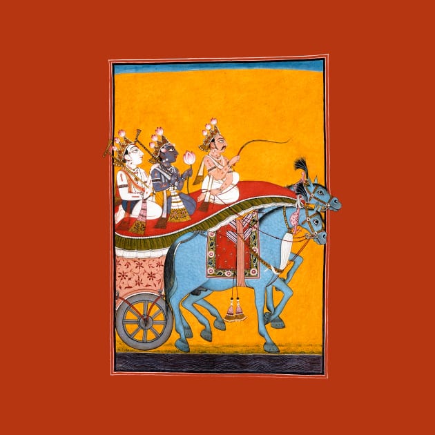 Krishna & Balarama on Chariot with Akrura 1700s Bhagavata Purana by rocketshipretro