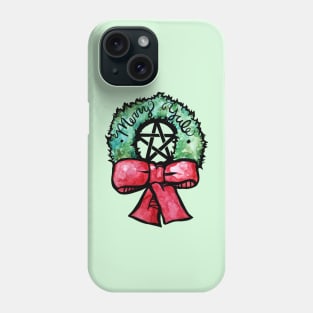 Merry Yule Wreath Pentacle Phone Case