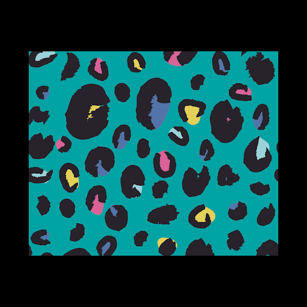 Rainbow Leopard on Teal by purplegorilladesign23@gmail.com