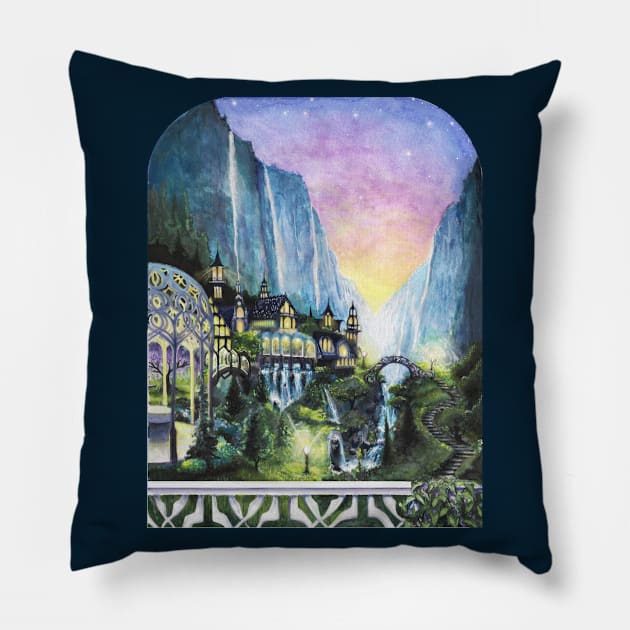 oasis among the cliffs Pillow by Haptica