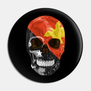 Papua New Guinea Flag Skull - Gift for Papua New Guinean With Roots From Papua New Guinea Pin